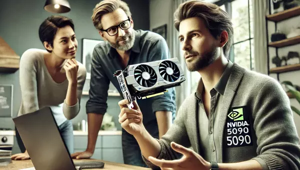 Présentation d’une carte graphique NVIDIA à deux personnes